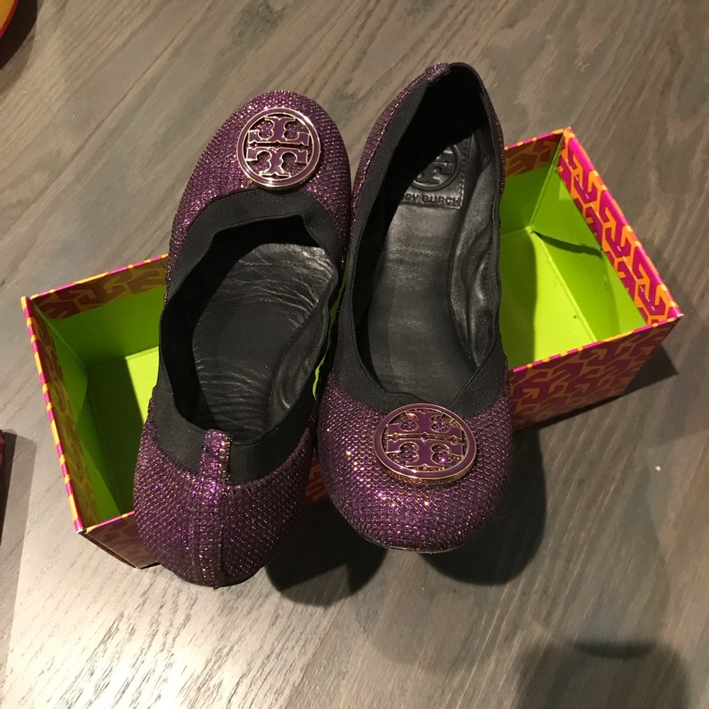 Tory Burch Purple & Black Flats
